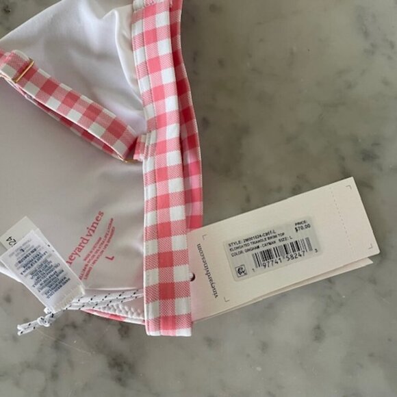 VINEYARD VINES Triangle Bikini Top Cayman Gingham L - Picture 10 of 13